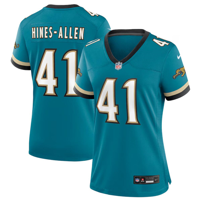 Women's Jacksonville Jaguars #41 Josh Hines-Allen Teal 2024 Prowler Throwback Vapor Limited Football Stitched Jersey(Run Small)